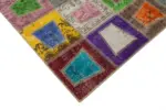 Patchwork Multi Pamuk Üzerine Yün El Dokuma Kilim-193x273 - Görsel 4