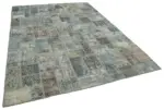 Patchwork Gri Pamuk Üzerine Yün El Dokuma Kilim-210x298 - Görsel 2
