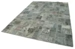 Patchwork Gri Pamuk Üzerine Yün El Dokuma Kilim-210x298 - Görsel 3