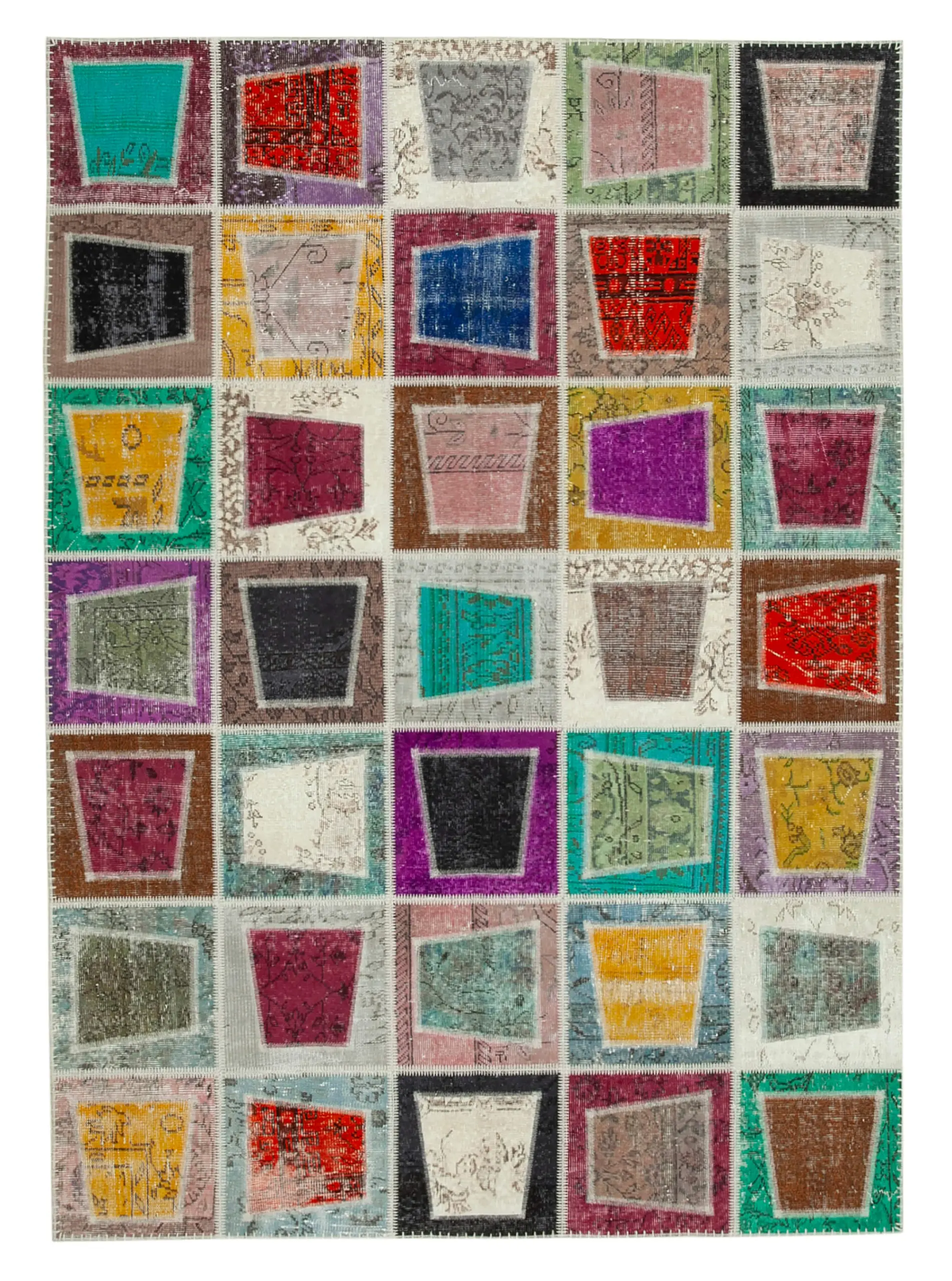 Rc_29616_0_Multicolor_Modern_Design_Patchwork_Rugs Patchwork Multi Pamuk Üzerine Yün El Dokuma Kilim-200x280 - Görsel 1