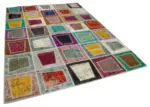 Patchwork Multi Pamuk Üzerine Yün El Dokuma Kilim-200x280 - Görsel 2