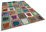 Patchwork Multi Pamuk Üzerine Yün El Dokuma Kilim-200x280 - Görsel 2