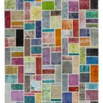 Patchwork Multi Pamuk Üzerine Yün El Dokuma Kilim-207x298