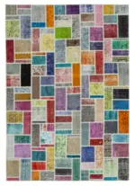 Patchwork Multi Pamuk Üzerine Yün El Dokuma Kilim-207x298