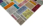Patchwork Multi Pamuk Üzerine Yün El Dokuma Kilim-207x298 - Görsel 4
