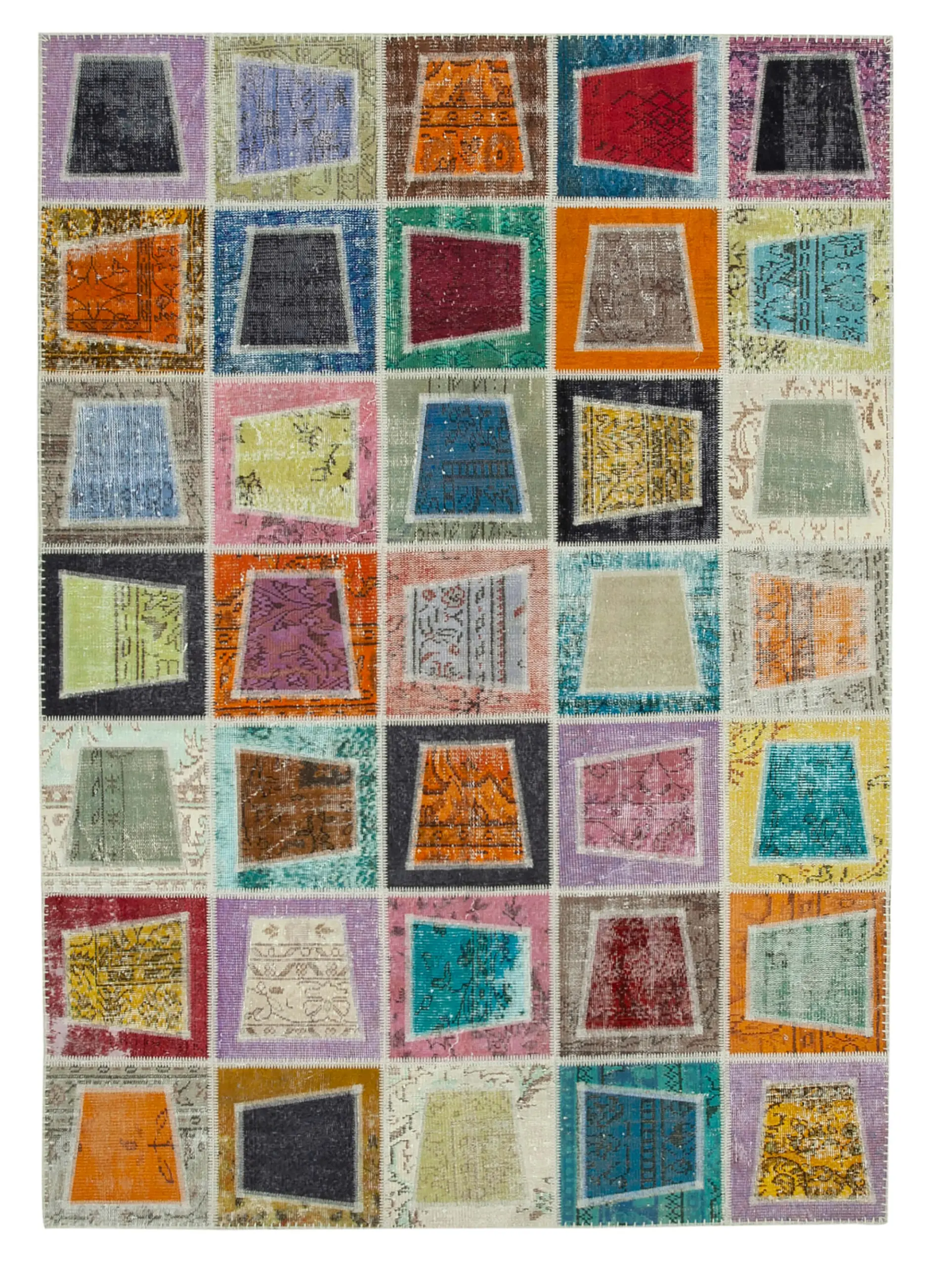 Rc_29621_0_Multicolor_Modern_Design_Patchwork_Rugs Patchwork Multi Pamuk Üzerine Yün El Dokuma Kilim-200x280 - Görsel 1