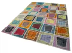Patchwork Multi Pamuk Üzerine Yün El Dokuma Kilim-200x280 - Görsel 3