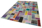 Patchwork Multi Pamuk Üzerine Yün El Dokuma Kilim-208x296 - Görsel 3
