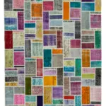 Patchwork Multi Pamuk Üzerine Yün El Dokuma Kilim-208x297