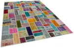 Patchwork Multi Pamuk Üzerine Yün El Dokuma Kilim-208x297 - Görsel 2