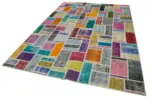 Patchwork Multi Pamuk Üzerine Yün El Dokuma Kilim-208x297 - Görsel 3