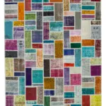 Patchwork Multi Pamuk Üzerine Yün El Dokuma Kilim-209x297