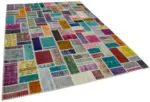 Patchwork Multi Pamuk Üzerine Yün El Dokuma Kilim-209x297 - Görsel 2