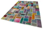 Patchwork Multi Pamuk Üzerine Yün El Dokuma Kilim-209x297 - Görsel 3