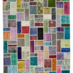 Patchwork Multi Pamuk Üzerine Yün El Dokuma Kilim-210x297