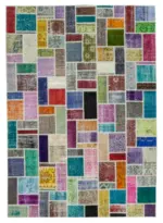 Patchwork Multi Pamuk Üzerine Yün El Dokuma Kilim-210x297