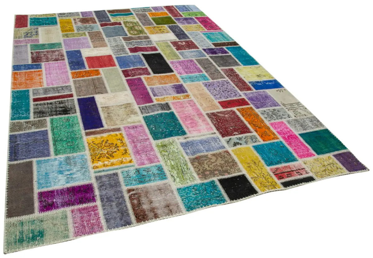 Patchwork Multi Pamuk Üzerine Yün El Dokuma Kilim-210x297 - Görsel 2