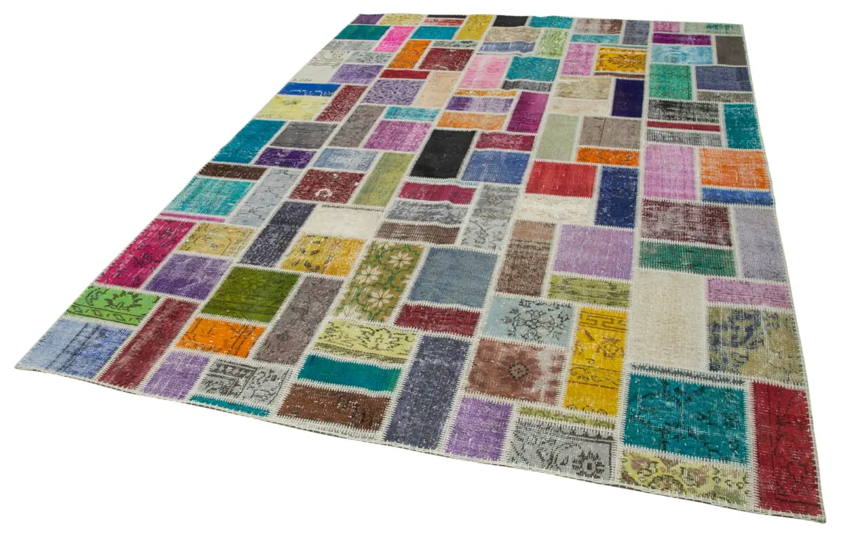 Patchwork Multi Pamuk Üzerine Yün El Dokuma Kilim-210x297 - Görsel 3