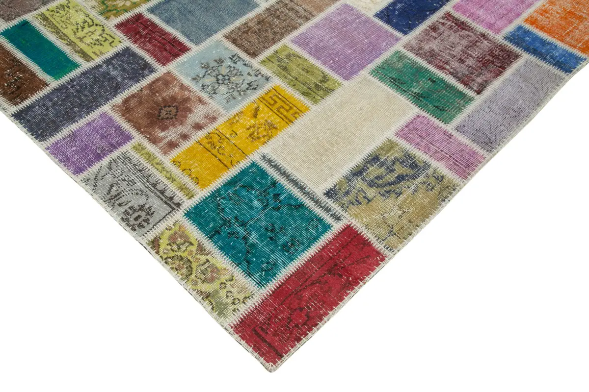 Patchwork Multi Pamuk Üzerine Yün El Dokuma Kilim-210x297 - Görsel 4
