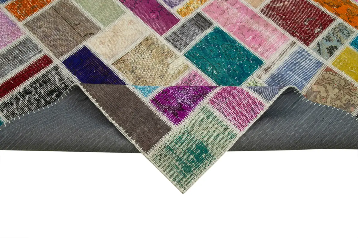 Patchwork Multi Pamuk Üzerine Yün El Dokuma Kilim-210x297 - Görsel 6