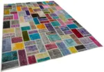 Patchwork Multi Pamuk Üzerine Yün El Dokuma Kilim-210x298 - Görsel 2