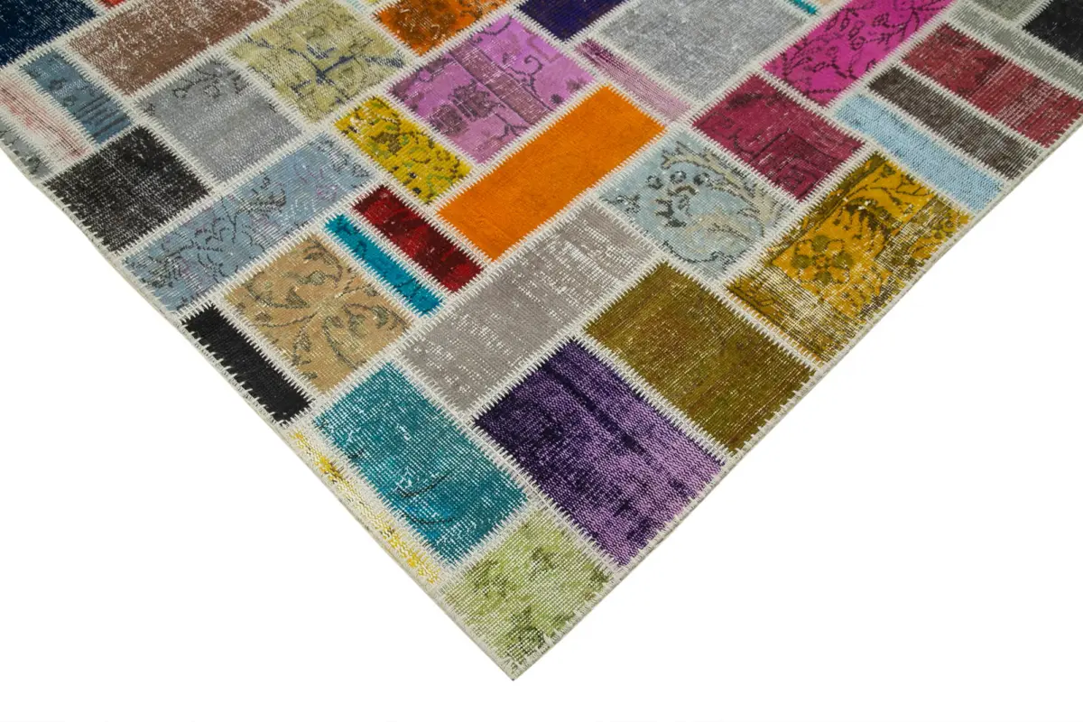 Patchwork Multi Pamuk Üzerine Yün El Dokuma Kilim-210x298 - Görsel 4