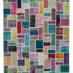 Patchwork Multi Pamuk Üzerine Yün El Dokuma Kilim-209x299