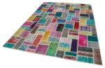 Patchwork Multi Pamuk Üzerine Yün El Dokuma Kilim-209x299 - Görsel 3