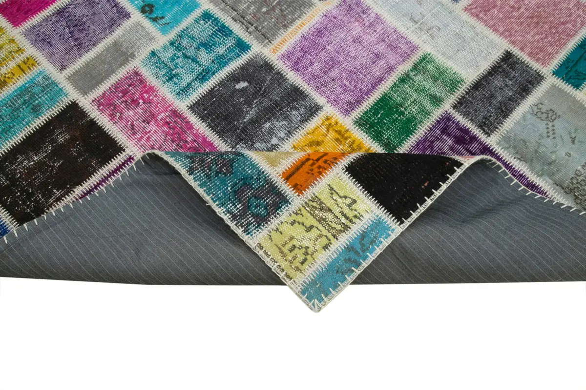 Patchwork Multi Pamuk Üzerine Yün El Dokuma Kilim-209x299 - Görsel 6