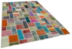 Patchwork Multi Pamuk Üzerine Yün El Dokuma Kilim-206x294 - Görsel 2