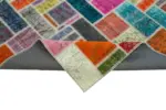 Patchwork Multi Pamuk Üzerine Yün El Dokuma Kilim-206x294 - Görsel 6