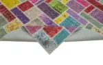 Patchwork Multi Pamuk Üzerine Yün El Dokuma Kilim-190x288 - Görsel 6