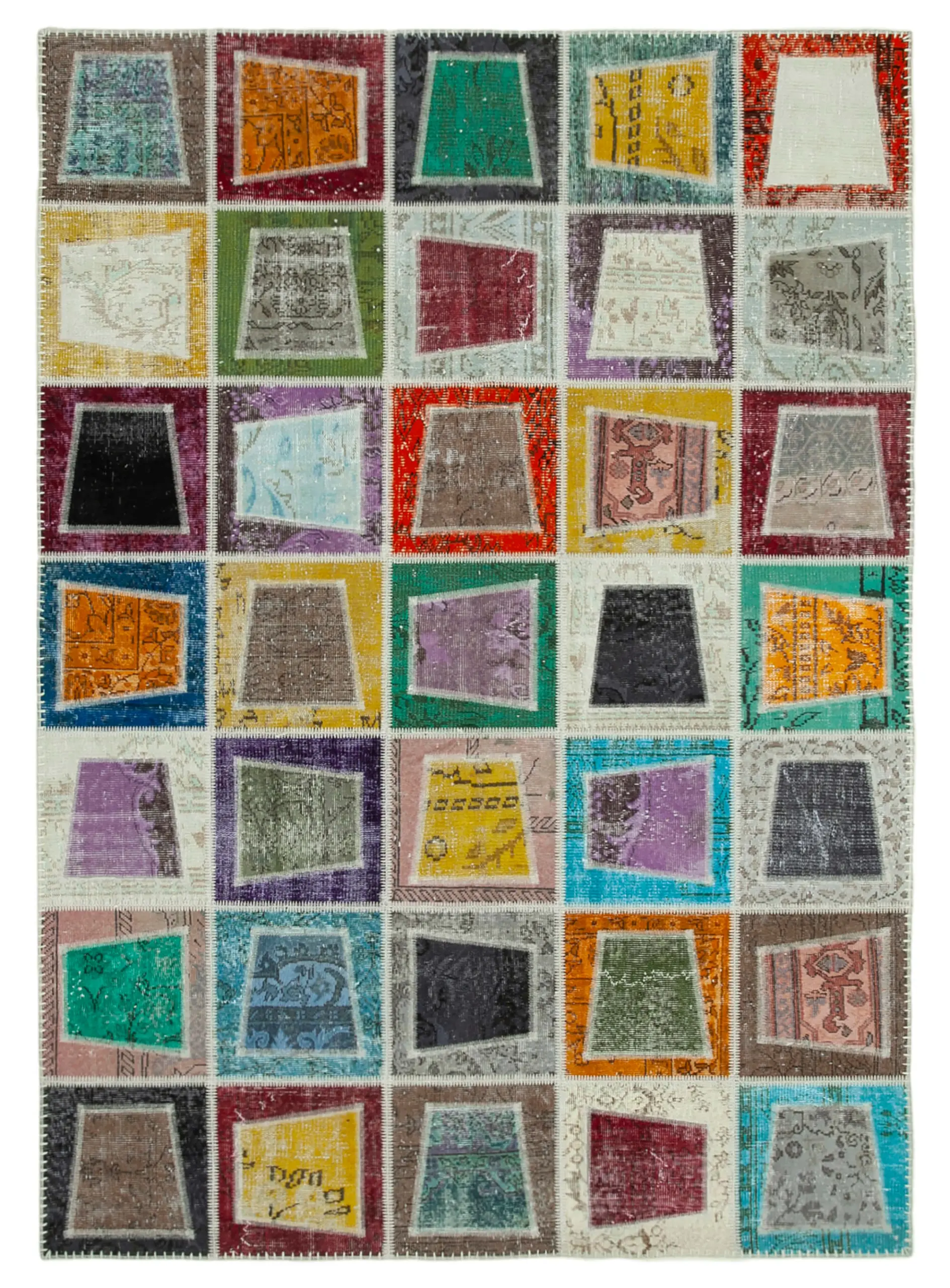 Rc_29636_0_Multicolor_Modern_Design_Patchwork_Rugs Patchwork Multi Pamuk Üzerine Yün El Dokuma Kilim-200x280 - Görsel 1