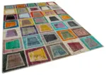 Patchwork Multi Pamuk Üzerine Yün El Dokuma Kilim-200x280 - Görsel 2