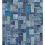 Patchwork Mavi Pamuk Üzerine Yün El Dokuma Kilim-200x298
