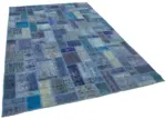 Patchwork Mavi Pamuk Üzerine Yün El Dokuma Kilim-200x298 - Görsel 2