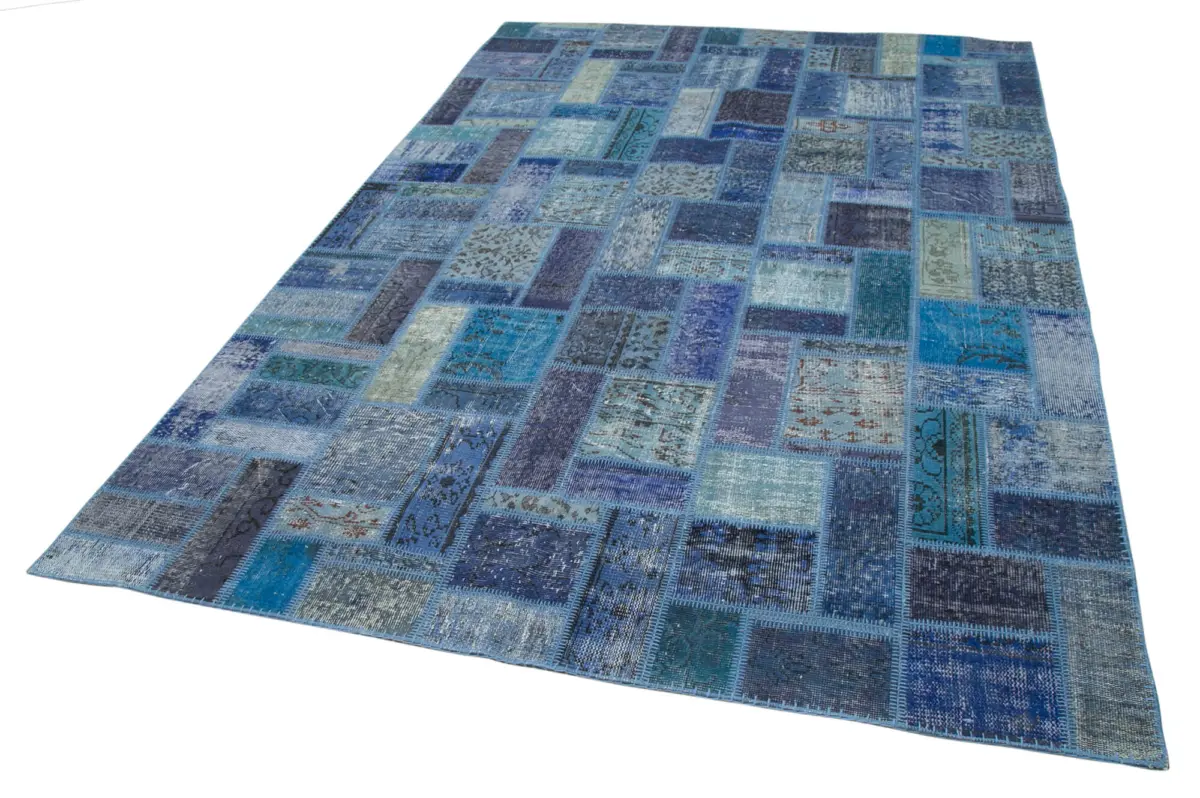 Patchwork Mavi Pamuk Üzerine Yün El Dokuma Kilim-200x298 - Görsel 3