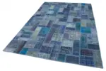 Patchwork Mavi Pamuk Üzerine Yün El Dokuma Kilim-200x298 - Görsel 3
