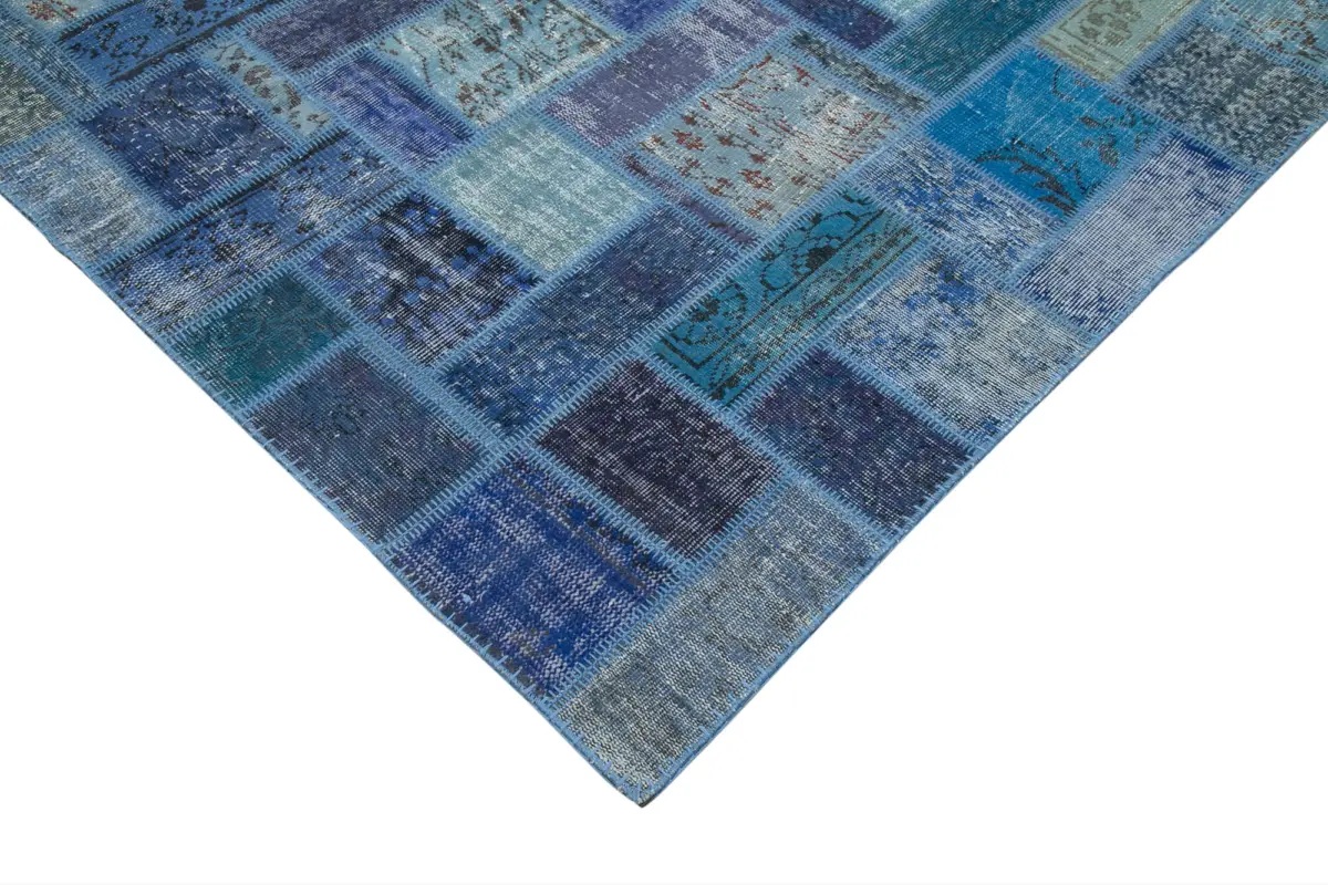 Patchwork Mavi Pamuk Üzerine Yün El Dokuma Kilim-200x298 - Görsel 4
