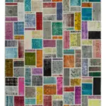 Patchwork Multi Pamuk Üzerine Yün El Dokuma Kilim-209x298