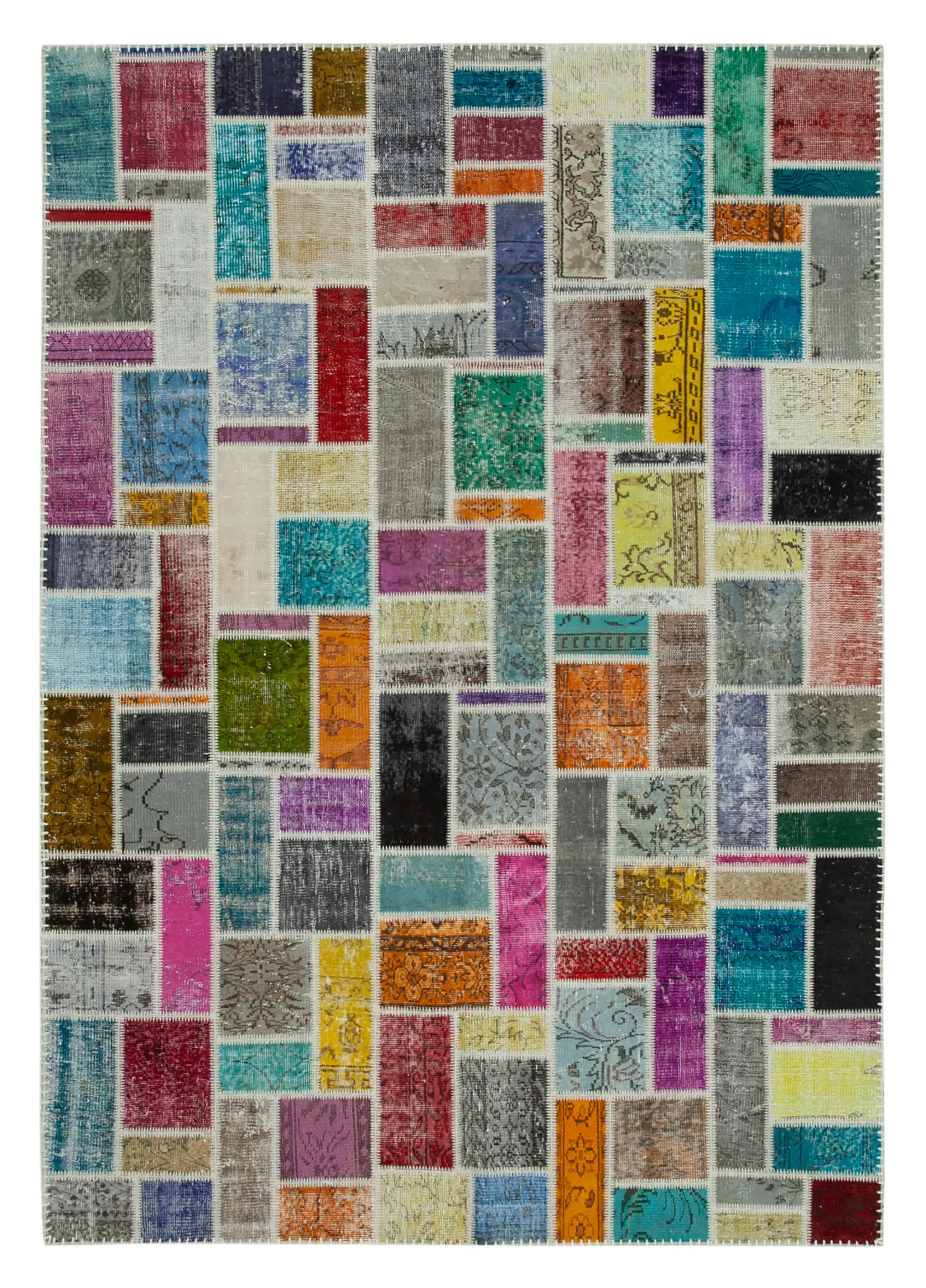 Rc_29638_0_Multicolor_Modern_Design_Patchwork_Rugs Patchwork Multi Pamuk Üzerine Yün El Dokuma Kilim-209x298 - Görsel 1