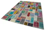 Patchwork Multi Pamuk Üzerine Yün El Dokuma Kilim-209x298 - Görsel 3