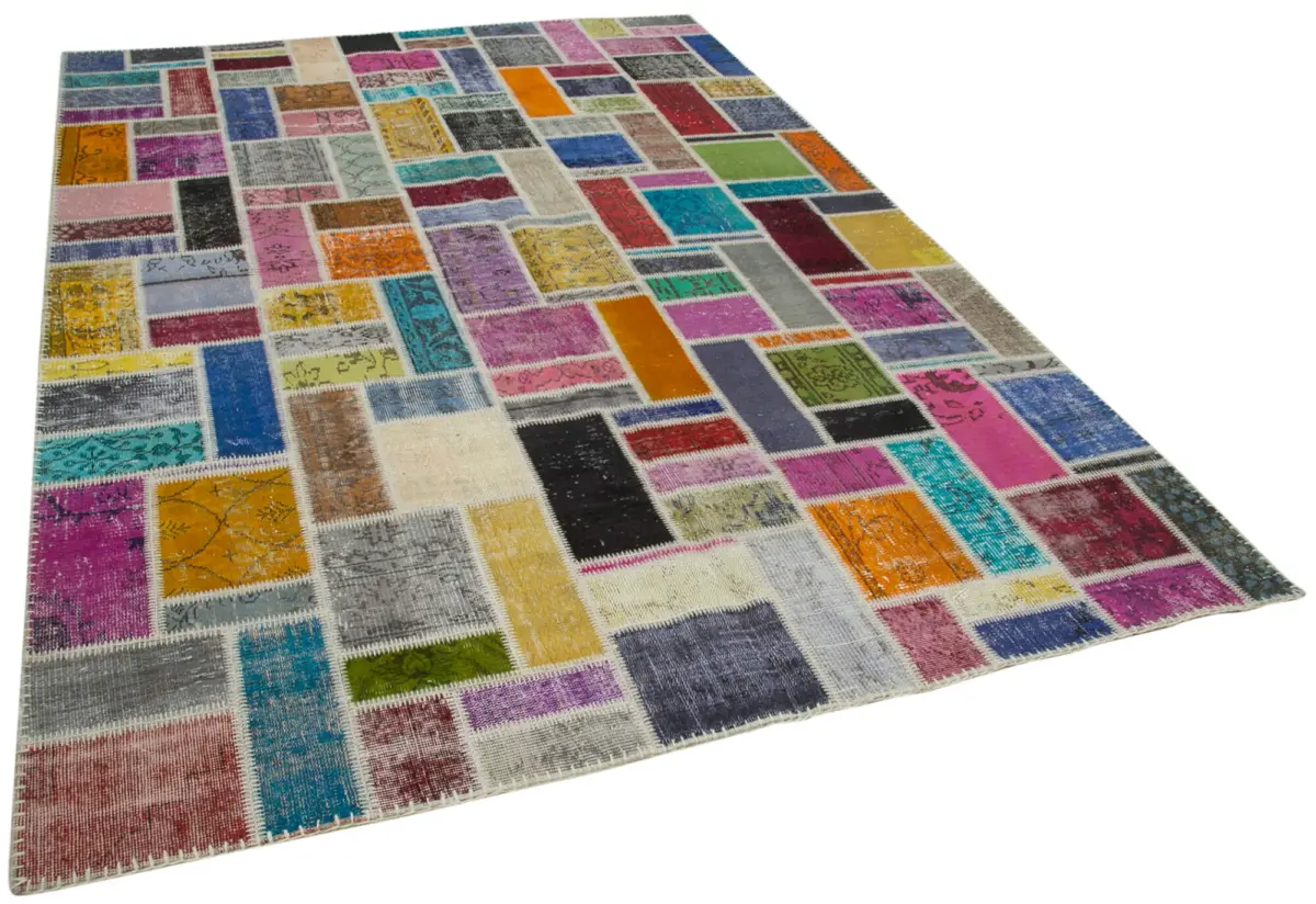 Patchwork Multi Pamuk Üzerine Yün El Dokuma Kilim-210x297 - Görsel 2