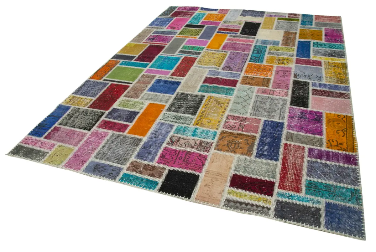 Patchwork Multi Pamuk Üzerine Yün El Dokuma Kilim-210x297 - Görsel 3