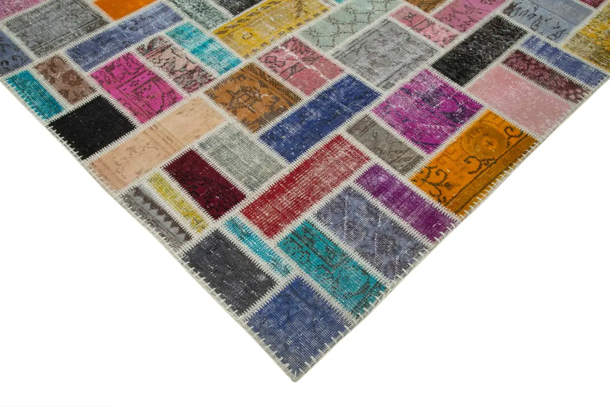Patchwork Multi Pamuk Üzerine Yün El Dokuma Kilim-210x297 - Görsel 4