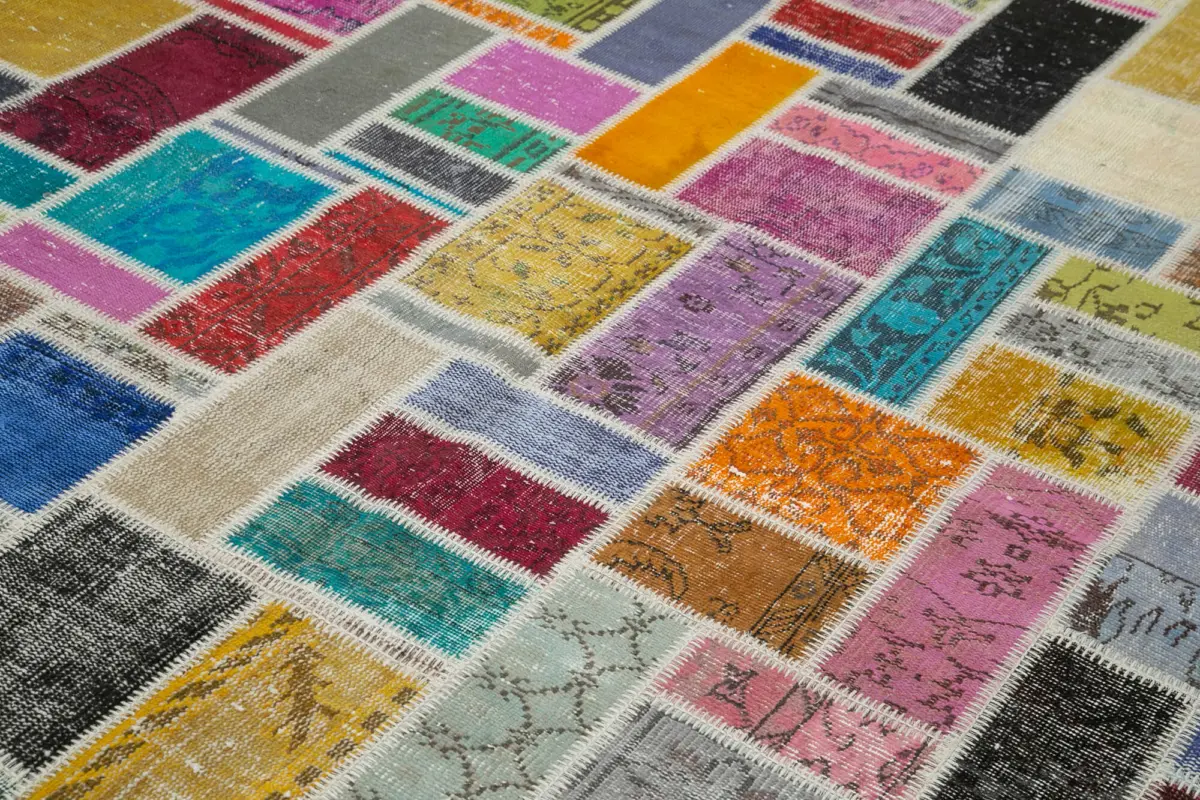 Patchwork Multi Pamuk Üzerine Yün El Dokuma Kilim-210x297 - Görsel 5