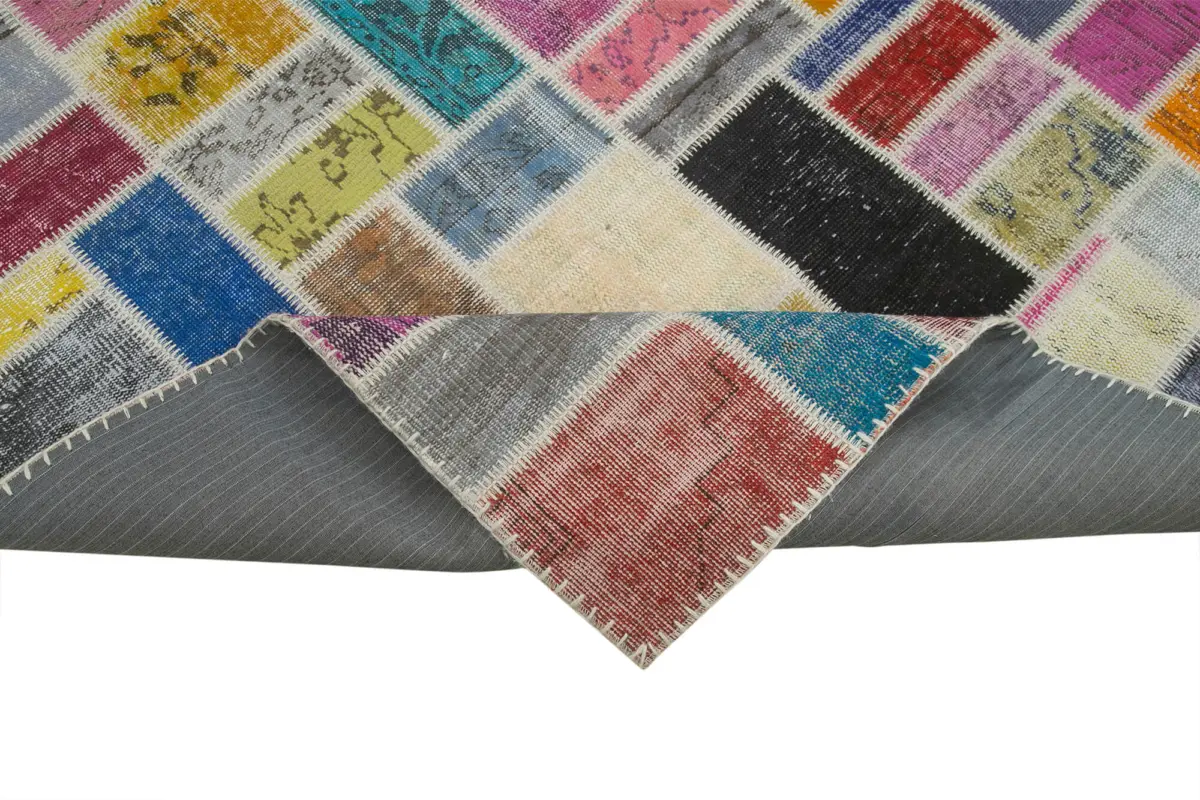 Patchwork Multi Pamuk Üzerine Yün El Dokuma Kilim-210x297 - Görsel 6