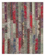 Patchwork Multi Pamuk Üzerine Yün El Dokuma Kilim-242x305