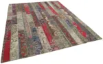 Patchwork Multi Pamuk Üzerine Yün El Dokuma Kilim-242x305 - Görsel 2