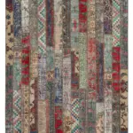 Patchwork Multi Pamuk Üzerine Yün El Dokuma Kilim-243x308